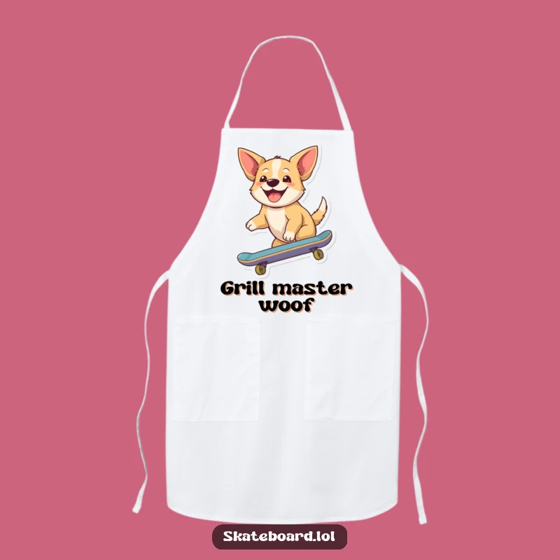 Funny Dog Skateboard Apron - Joyful Rider Design, Kitchen Fun Gift