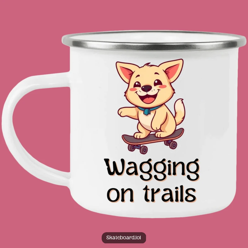 Funny Dog Camping Mug: Skateboard Grin for Outdoor Adventures
