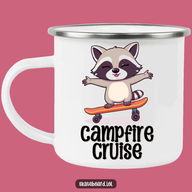 Funny Raccoon Skateboard Camping Mug: Outdoor Fun & Cheeky Gift