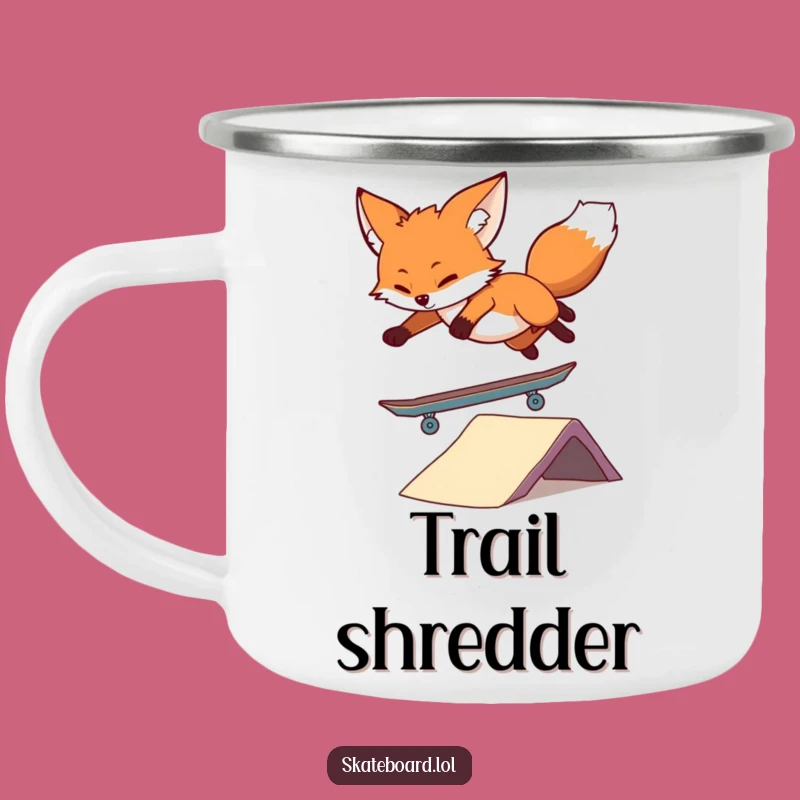 Funny Fox Skateboard Camping Mug: Rugged Fun & Outdoor Gift
