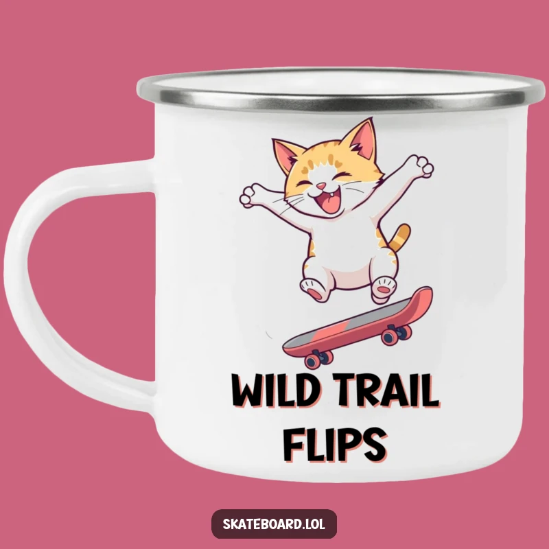 Funny Cat Skate Camping Mug - Durable & Hilarious Acrobat, Outdoor Gift