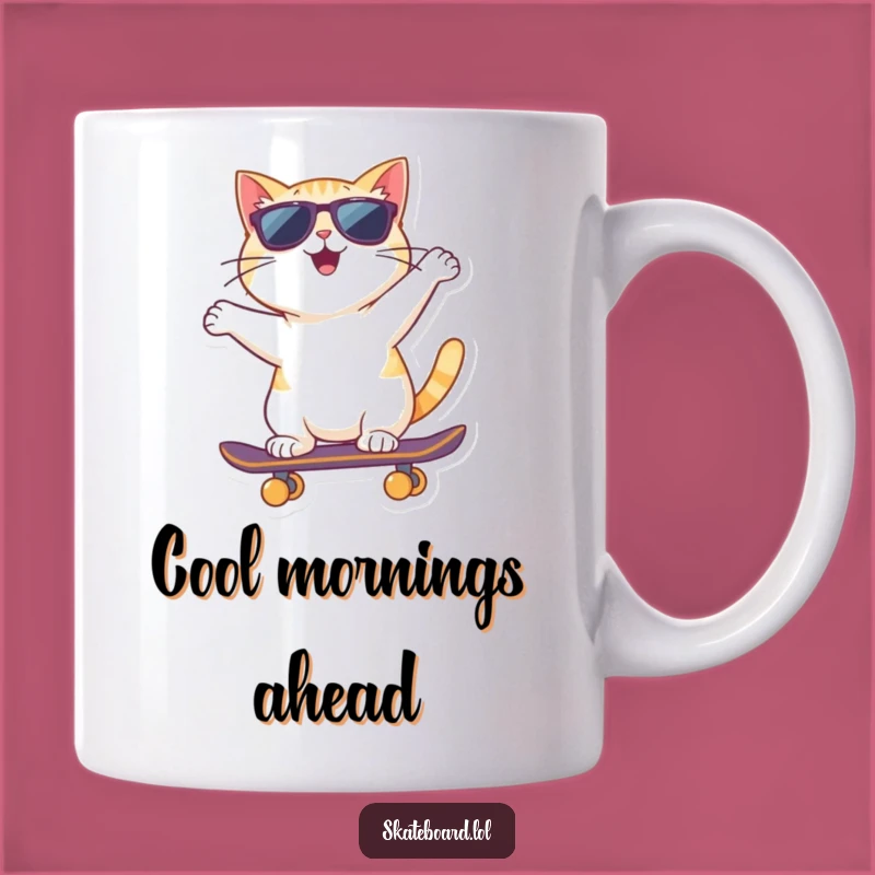 Funny Cat Sunglasses Mug: Skateboard Backward Cool for Coffee Lovers