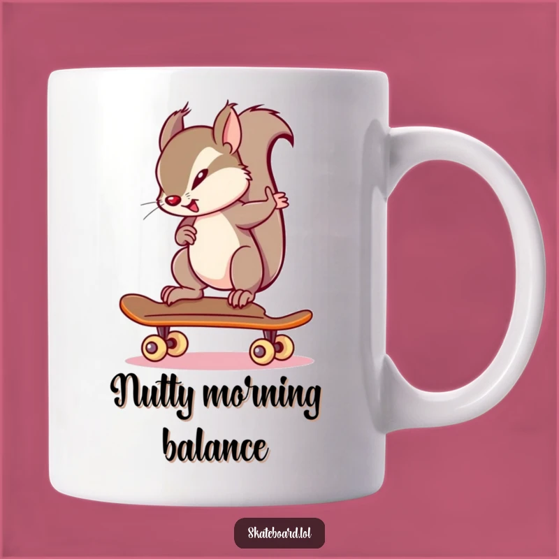 Funny Squirrel Skateboarder Mug: Epic Focus for Skaters and Nut Lovers, Perfect Gift!