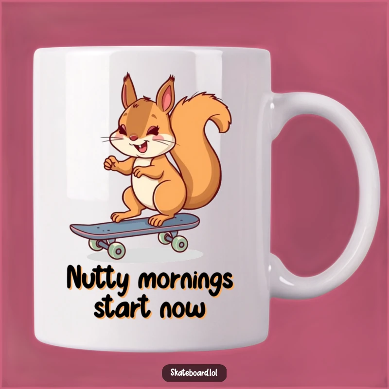 Funny Squirrel Skateboarder Mug - Cheerful Rider Humor Gift for Fun Lovers