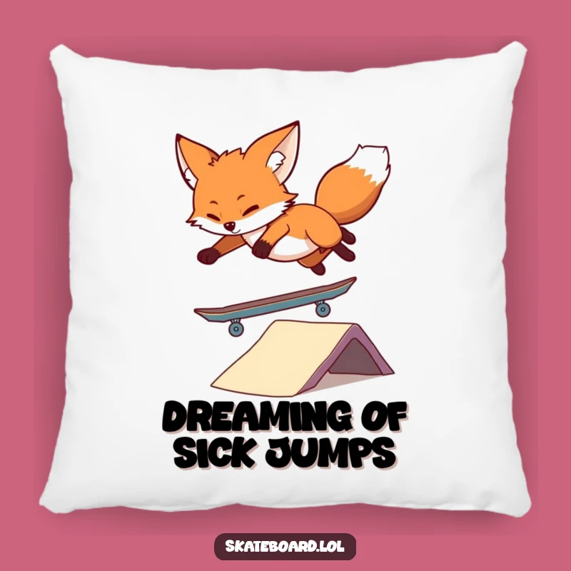 Funny Fox Skateboard Pillow: Soft Cushion & Quirky Animal Gift