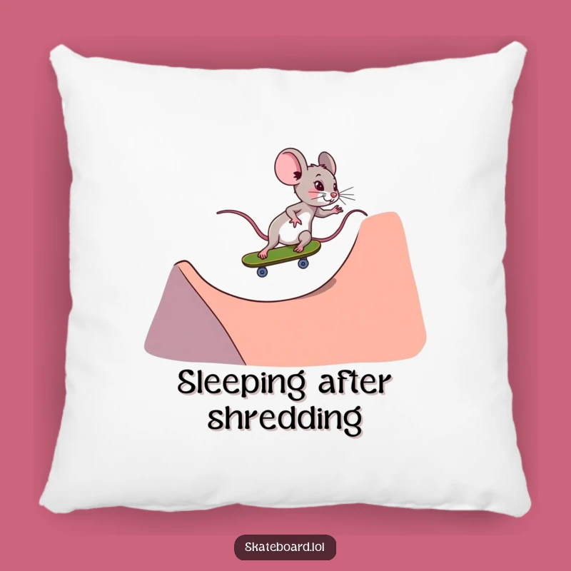 Funny Mouse Skateboarder Pillow - Cozy Comfort for Determined Dreamers