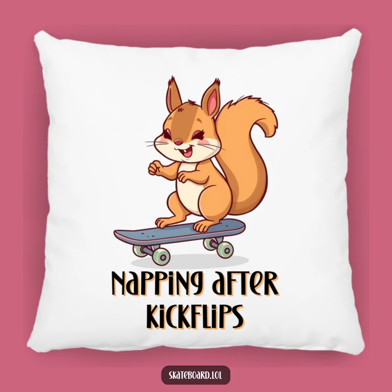 Funny Squirrel Skateboarder Pillow - Cozy Comfort for Cheerful Souls