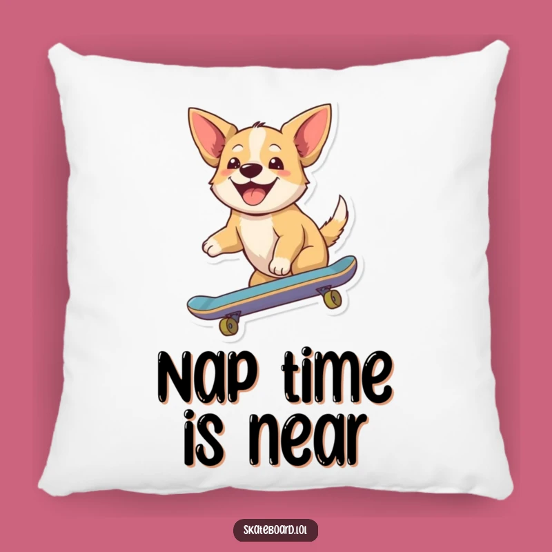 Funny Dog Skate Pillow - Joyful Rider Accent, Hilarious Decor
