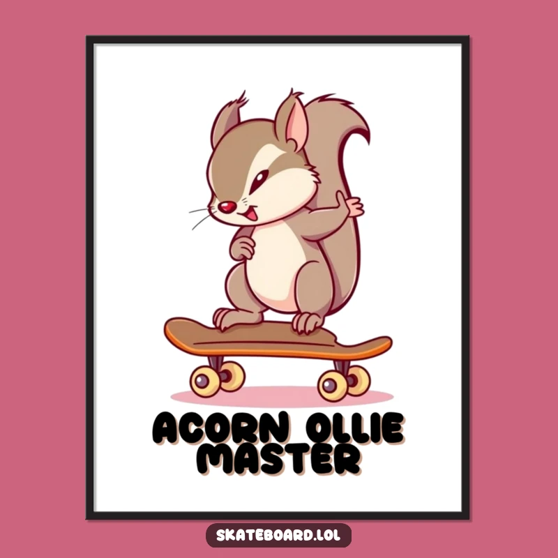 Funny Squirrel Skateboarder Digital Art: Decorate with Focus, Perfect Gift!
