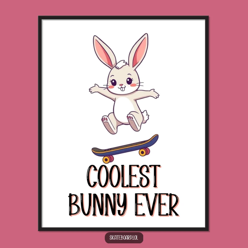 Funny Bunny Skate Digital Art Print - Stylish Jumper Art, Instant Gift