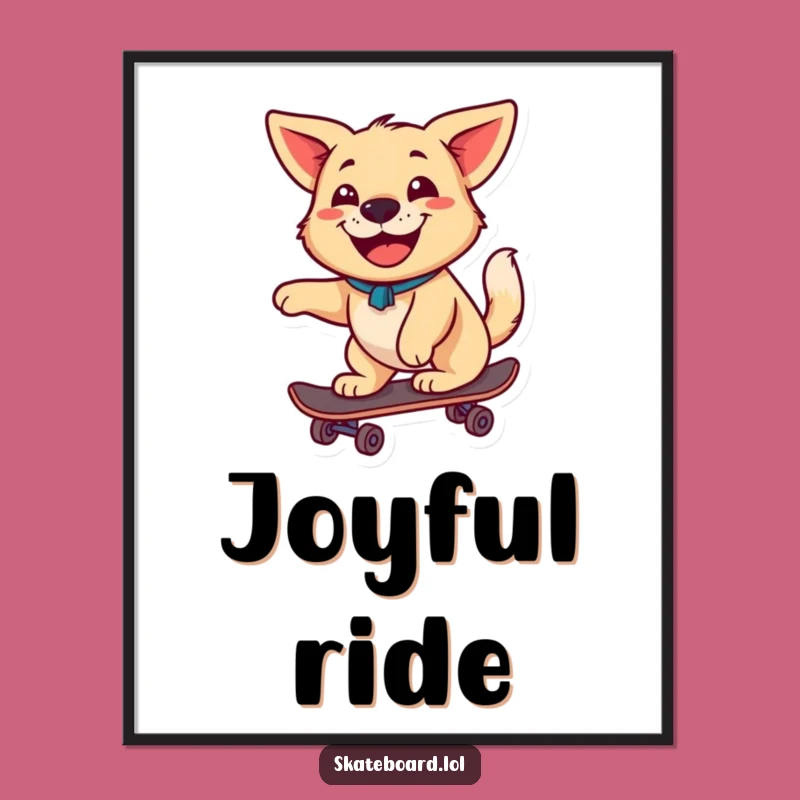 Funny Dog Digital Art: Skateboard Grin for Cheerful Walls