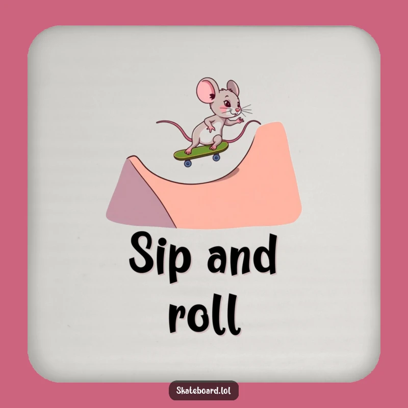 Funny Mouse Skateboarder Coaster - Protect Surfaces with Tiny Grit