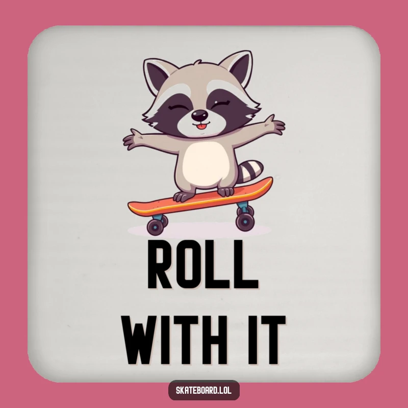 Funny Raccoon Skateboard Coaster: Protect Surfaces & Hilarious Gift