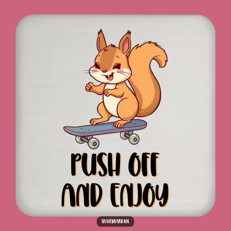 Funny Squirrel Skateboarder Coaster - Protect Surfaces with Cheerful Style