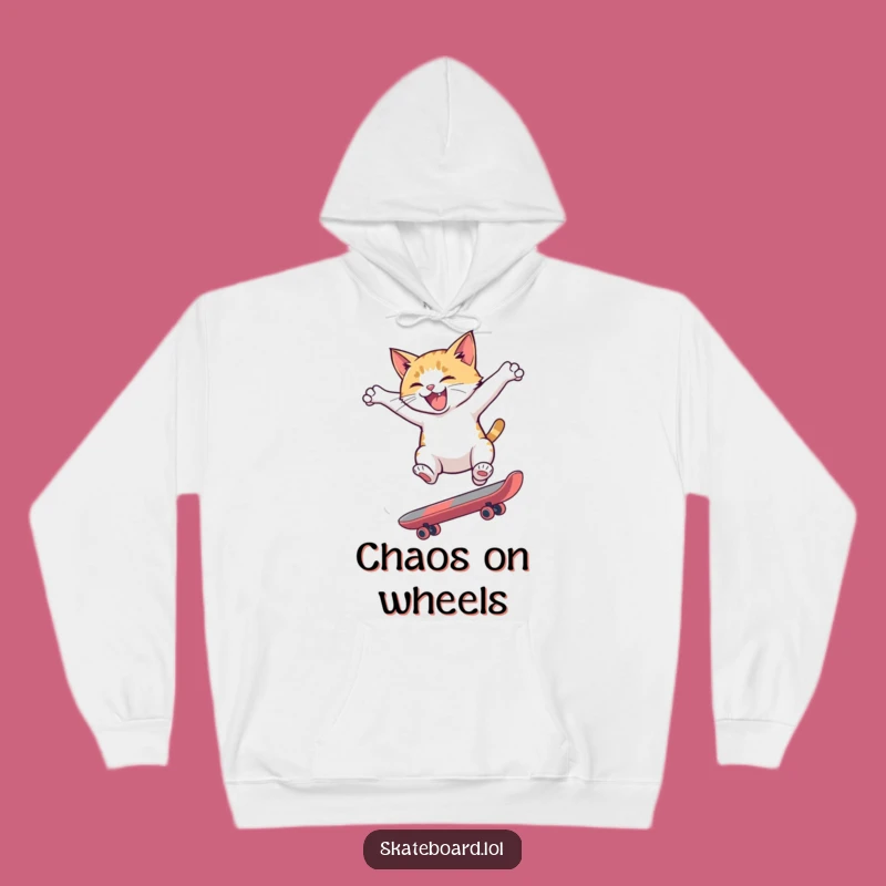 Funny Cat Skateboard Hoodie - Hyperactive Flip Design, Cozy Gift