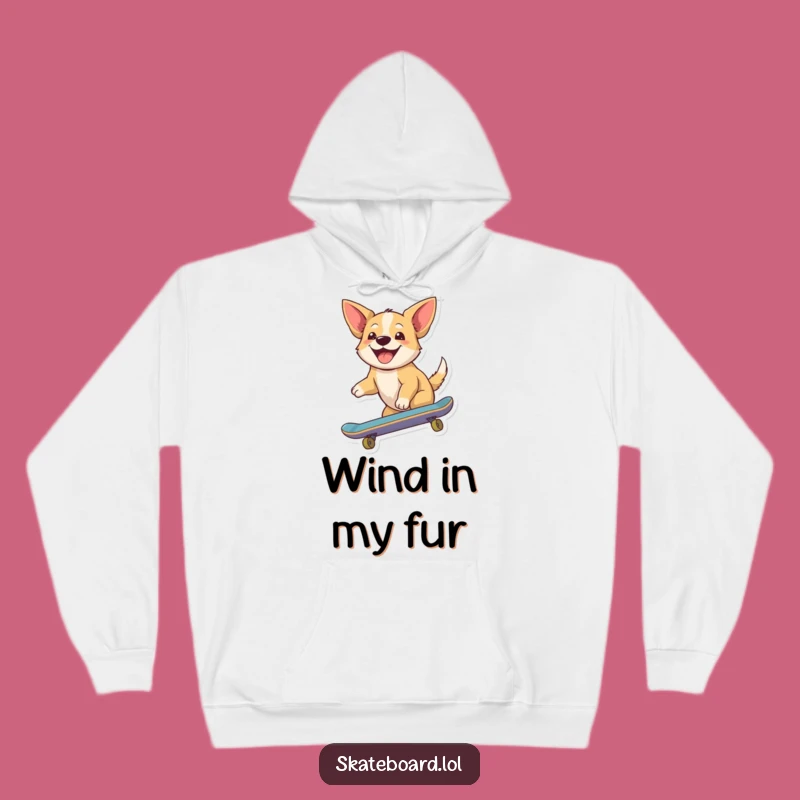 Funny Dog Skateboard Hoodie - Joyful Rider Design, Cozy Gift