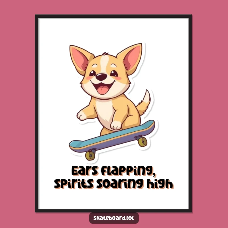 Free Printable Wall Art: Joyful Dog Skateboard Ride Funny Art