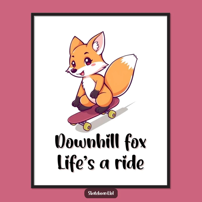 Free Printable Wall Art: Playful Fox Skateboarder Funny Downloadable Art