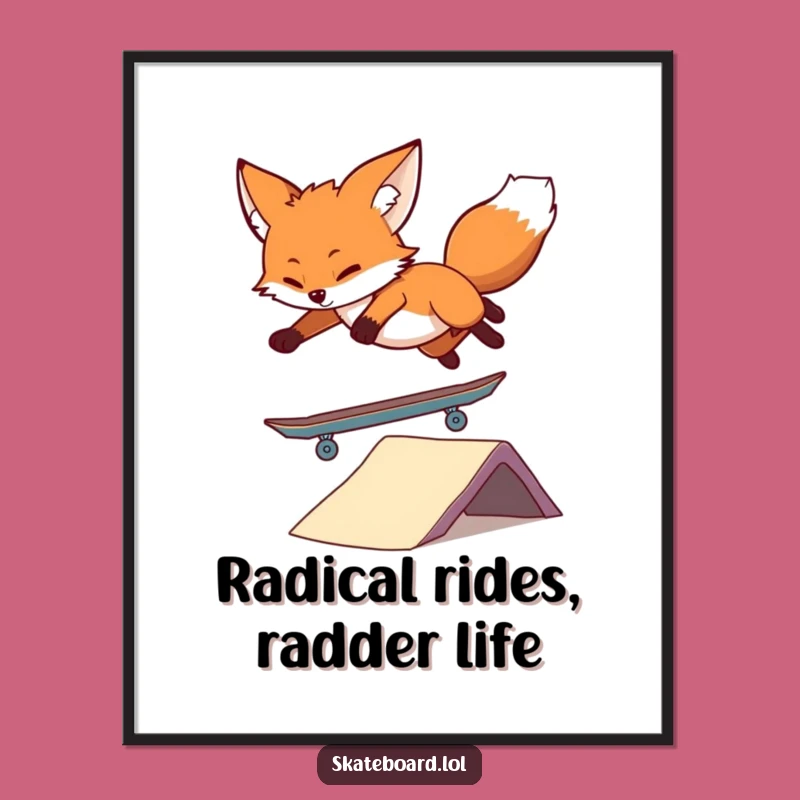 Free Printable Fox Skateboard Wall Art - Hilarious Funny Animal Downloadable Decor!