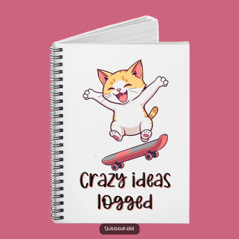 Funny Cat Flip Notebook - Hyperactive Skater Journal, Hilarious Gift