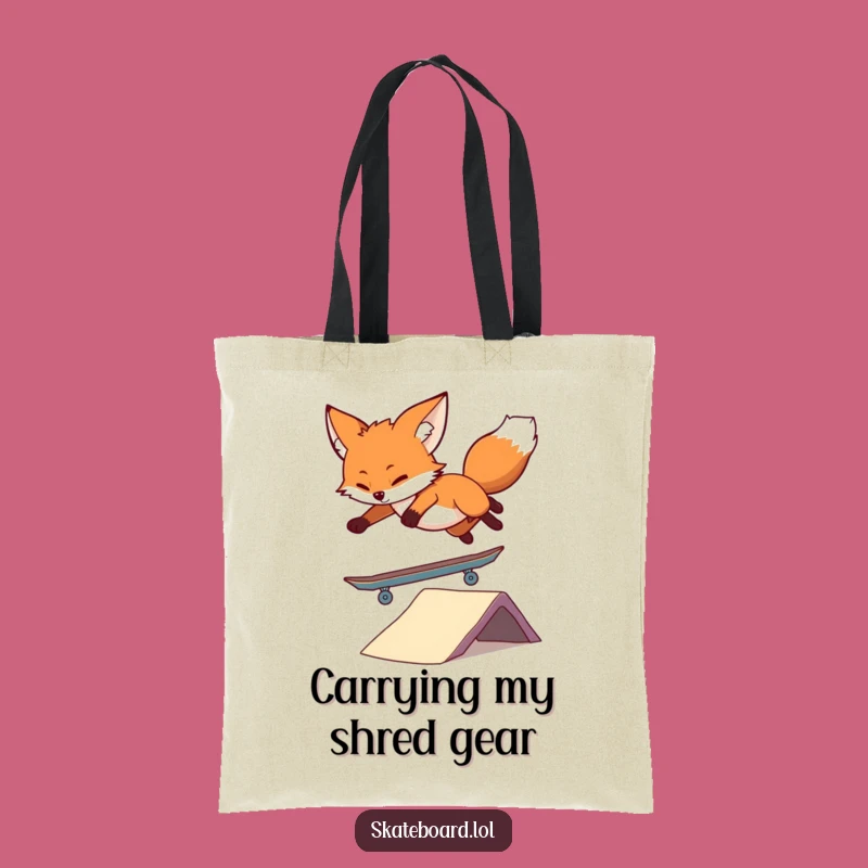 Funny Fox Skateboard Tote: Durable Bag & Hilarious Animal Gift